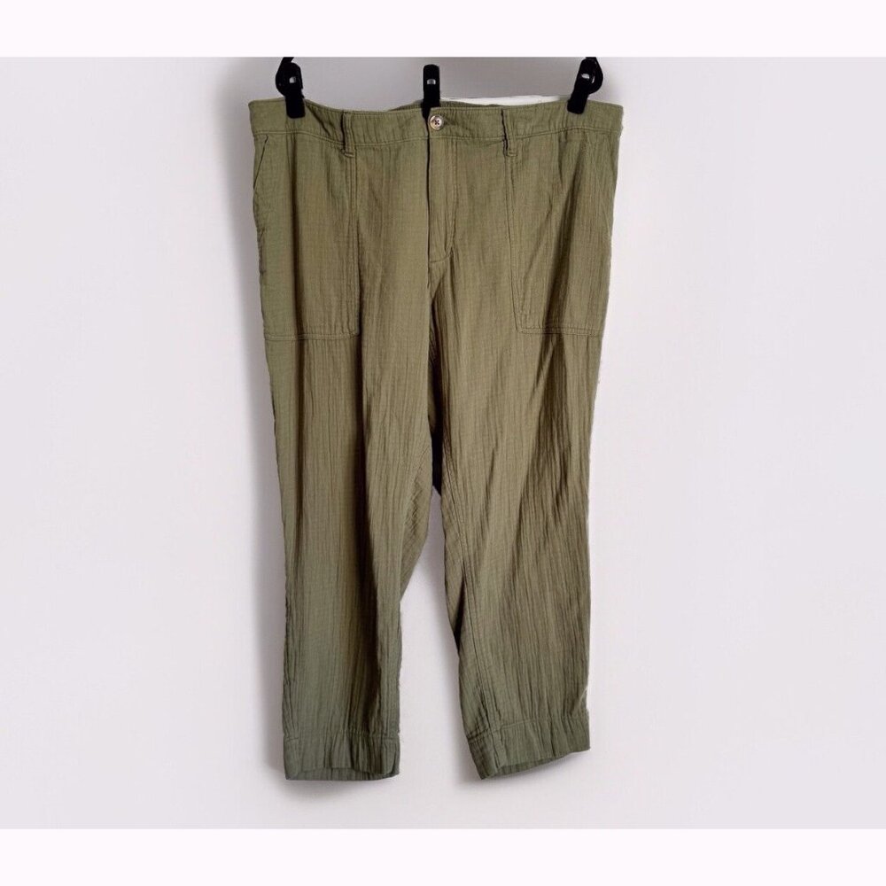 Old Navy Green Slouchy Tapered Gauze Pull On Carpenter Pants Women’s 20 Casual